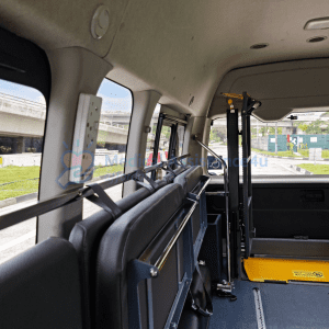 Wheelchair transport bus with power plug