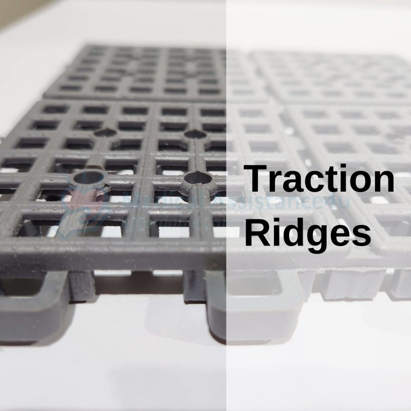Traction ridges on anti-slip bathroom mats